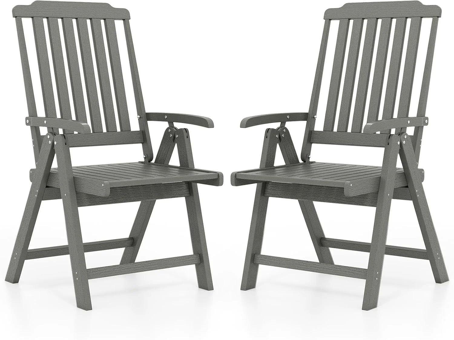 Tangkula Foldable Patio Chair All-Weather HDPE Outdoor Dining Chair with Armrest