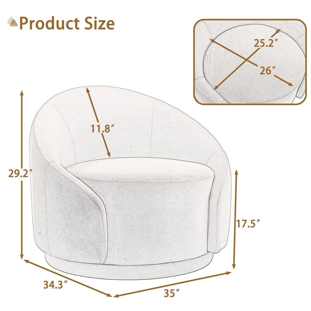 360 Swivel Accent Chair for Living Room, Boucle Barrel Armchair Single Sofa Chair Reading Chair, Sage Green
