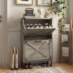 Maupvit 24 W Farmhouse Shoe Cabinet Storage for Entryway