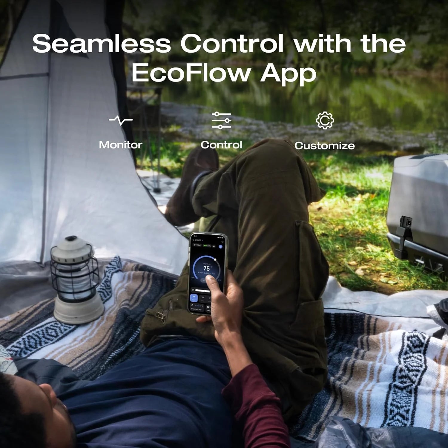 EF Ecoflow WAVE 3 Portable Air Conditioner, 1800W/6100 BTU Cooling and 2000W/6800 BTU Heating, 1000W Fast Charging in 75 Mins, 8H Wireless Running, APP Control, for Camping, Vanlife, Rvs