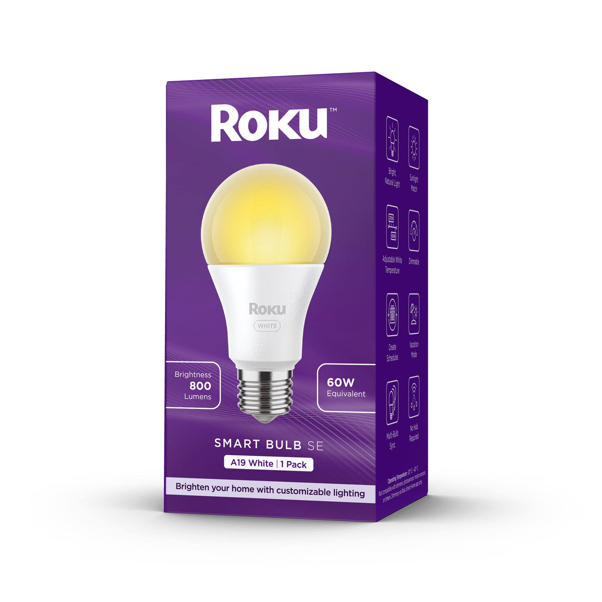 Roku Smart Home Smart Bulb SE (White) 1-Pack with Adjustable Brightness and Temperature - 9.5 Watts BS1000R