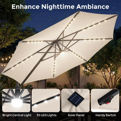 Tangkula 10ft Patio Umbrella 35 LED Lights Aluminum Pole 360 Degree Rotation