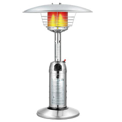11,000 BTU Tabletop Propane Patio Heater, Portable Stainless Steel Outdoor Heater with Adjustable Flame & Tip-Over Protection for Backyard Restaurant