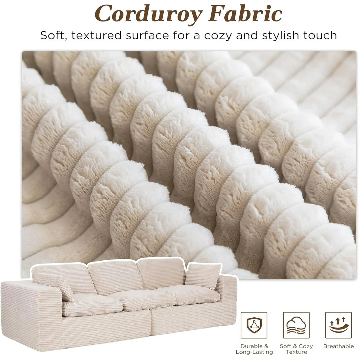 AECOJOY 110" Oversized Sofa for Living Room, 3 Seater Cloud Boneless Couch with Fluffy Seat Cushions