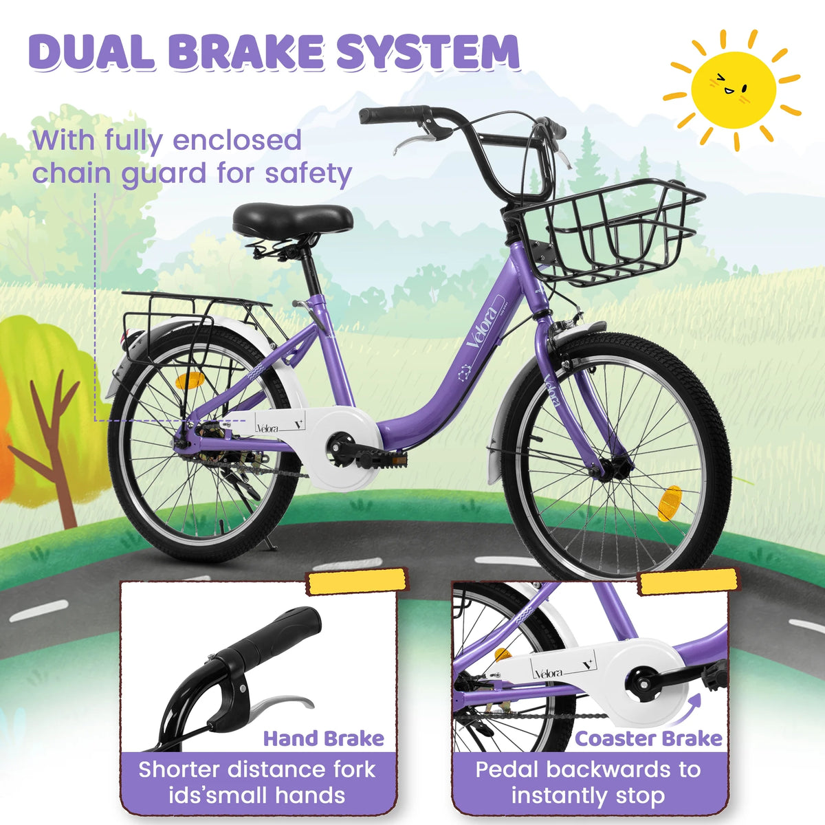 20 in Kids Bike for Boys & Girls Age 5 - 10, Children'S Bicycle with Front Basket & Rear Rack, Commuter Bike for School & Leisure