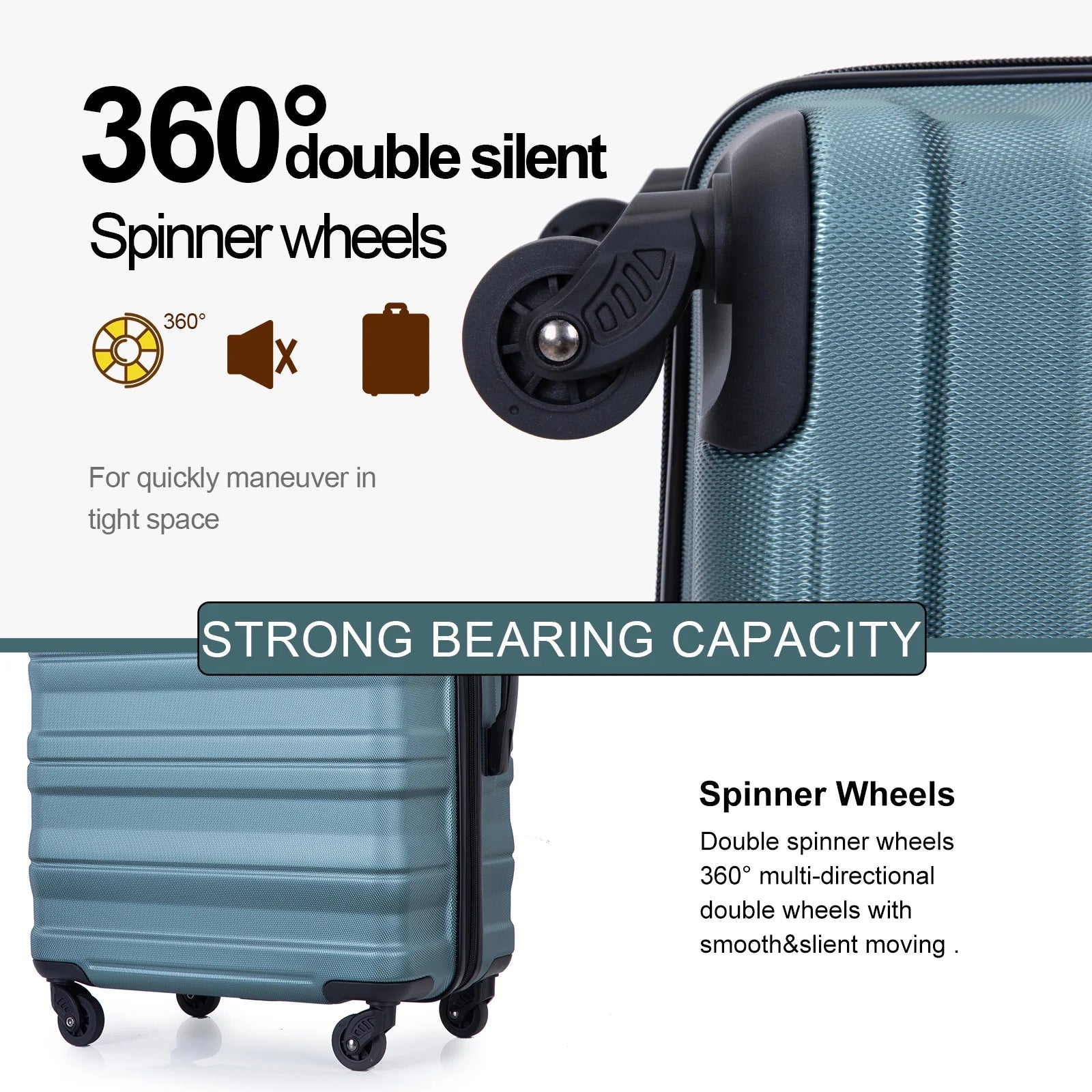 Tripcomp Hardside Luggage Set 3 - Piece Set (21/25/29) Lightweight Suitcase 4 - Wheeled Suitcase Set(Purple)