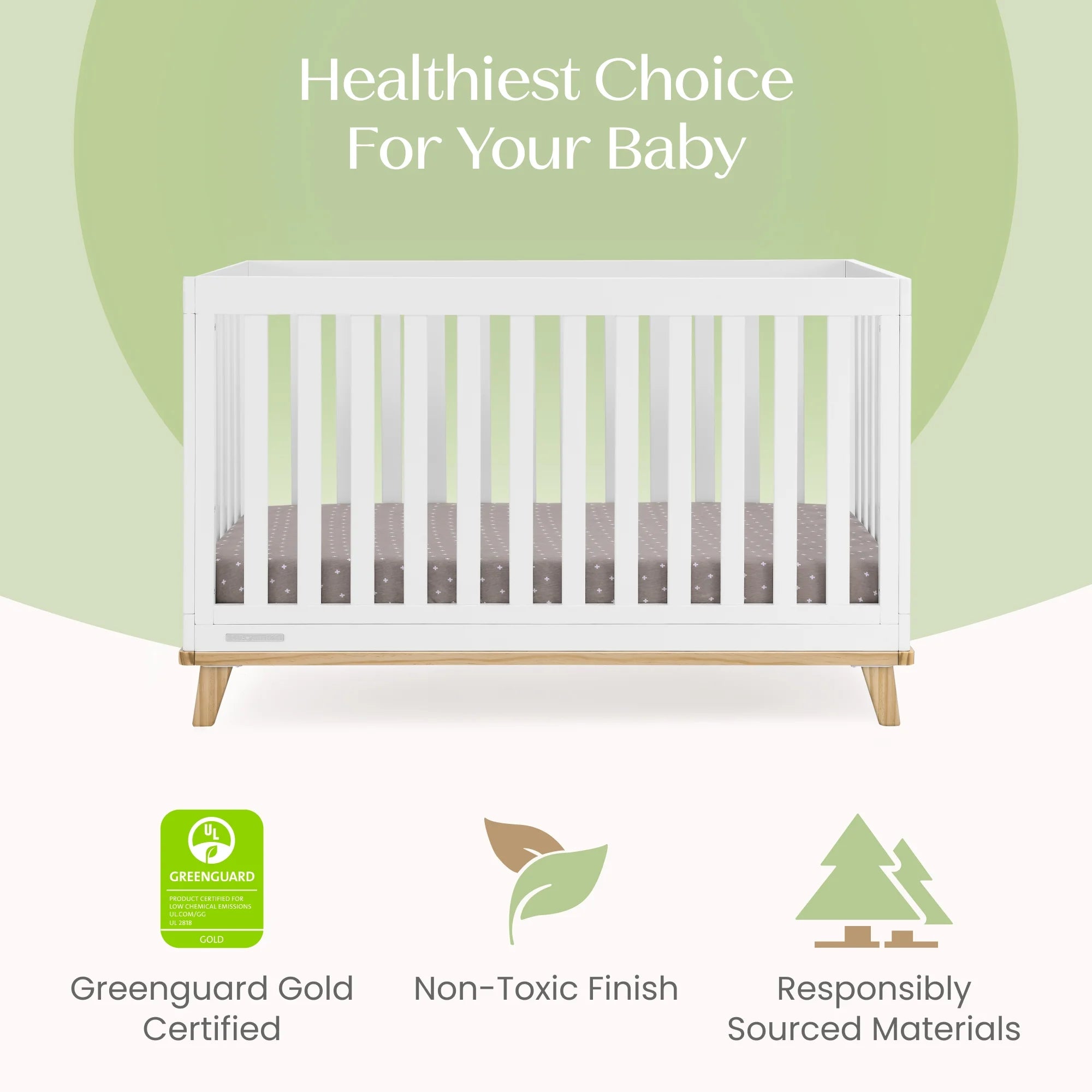 Delta Children Frankie 4 - in - 1 Convertible Crib - Greenguard Gold Certified, Black with Natural