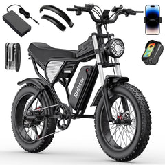 Ridstar 1500W Electric Bike for Adults, 33MPH 48V 20ah Electric Bicycle, 20" Fat Tire Full Suspension Mountain Bike UL2849