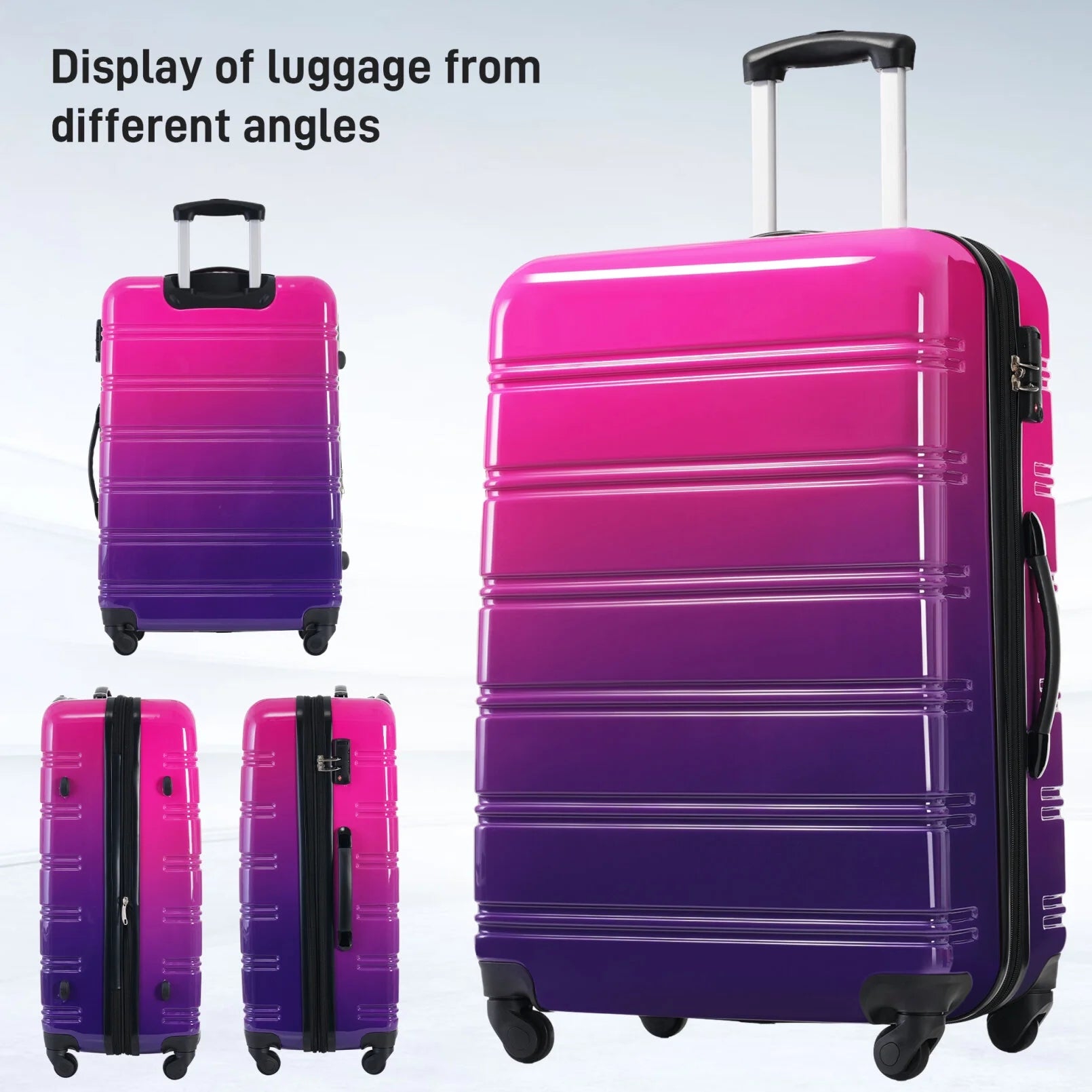 3 Piece Luggage Sets, Hard Shell Suitcase 20/24/28 in with TSA Lock and Spinner Wheels, Expandable Lightweight Travel Luggage for Men Women, Multicolor Purple