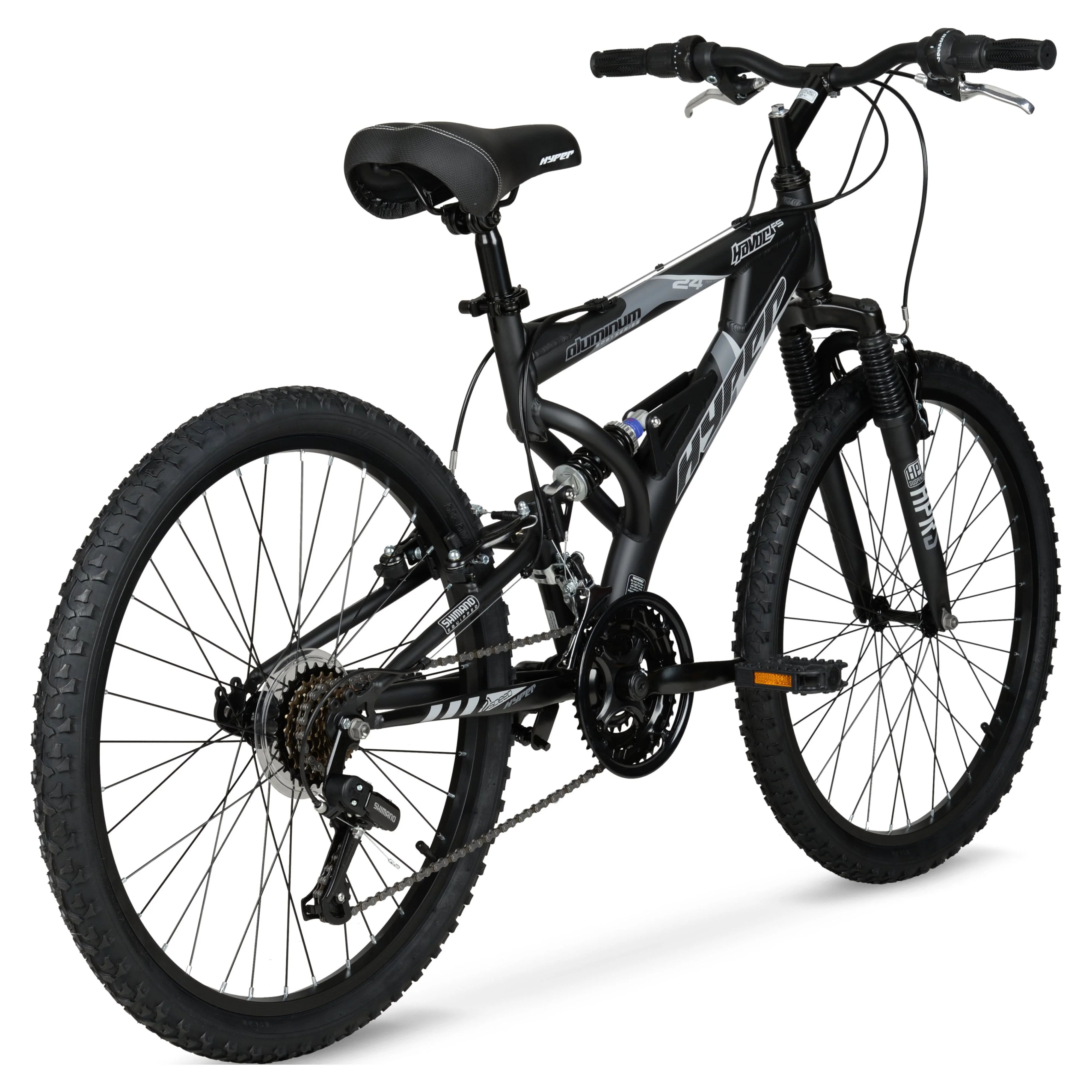 24" Hyper Bicycles Havoc Mountain Bike, Youth/Adult, Recommended Ages 10 - 14 Years Old, Black