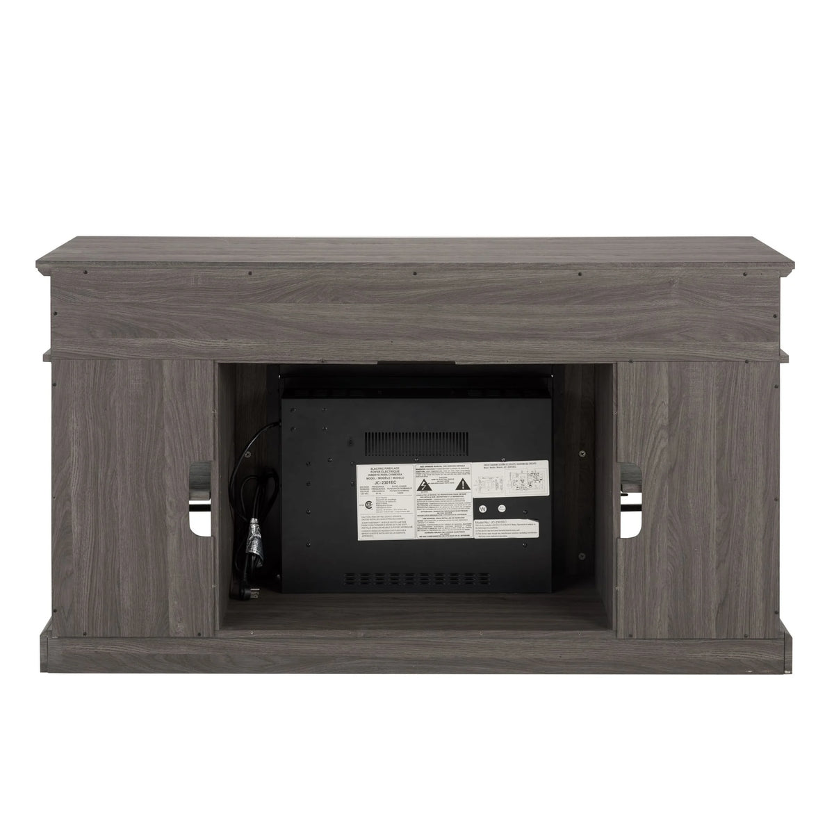 Sesslife Electric Fireplace TV Stand with Remote Control for 65 in TV, Farmhouse TV Console Table with Open Storage Shelves & 2 Cabinets, Wooden Media Entertainment Center for Living Room, Gray