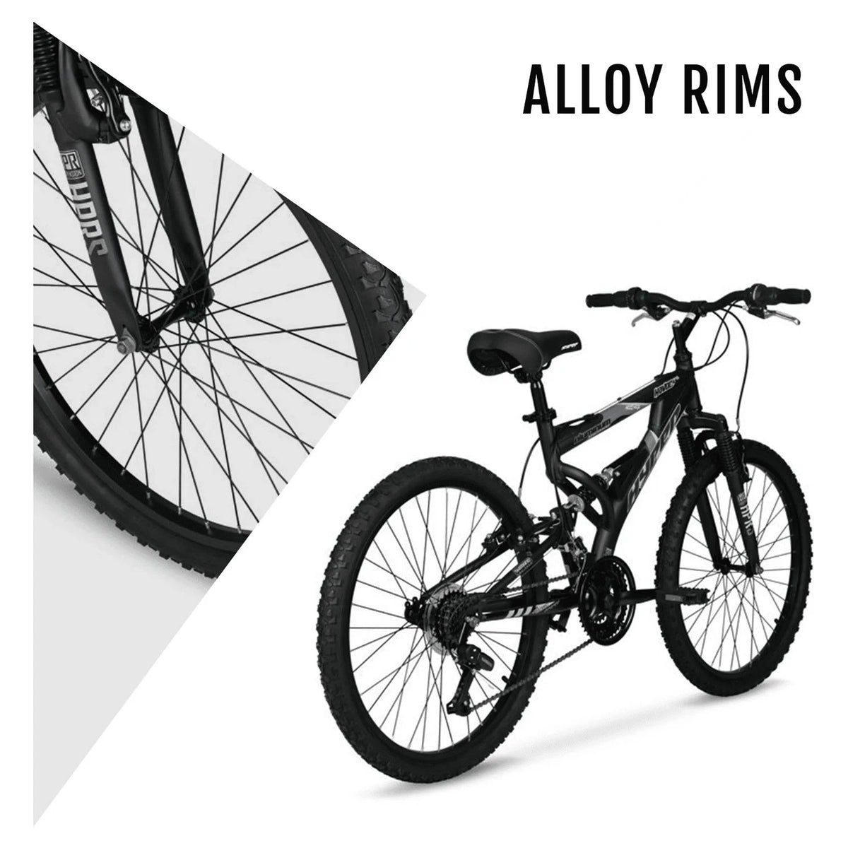 24" Hyper Bicycles Havoc Mountain Bike, Youth/Adult, Recommended Ages 10 - 14 Years Old, Black
