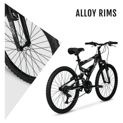 24" Hyper Bicycles Havoc Mountain Bike, Youth/Adult, Recommended Ages 10 - 14 Years Old, Black