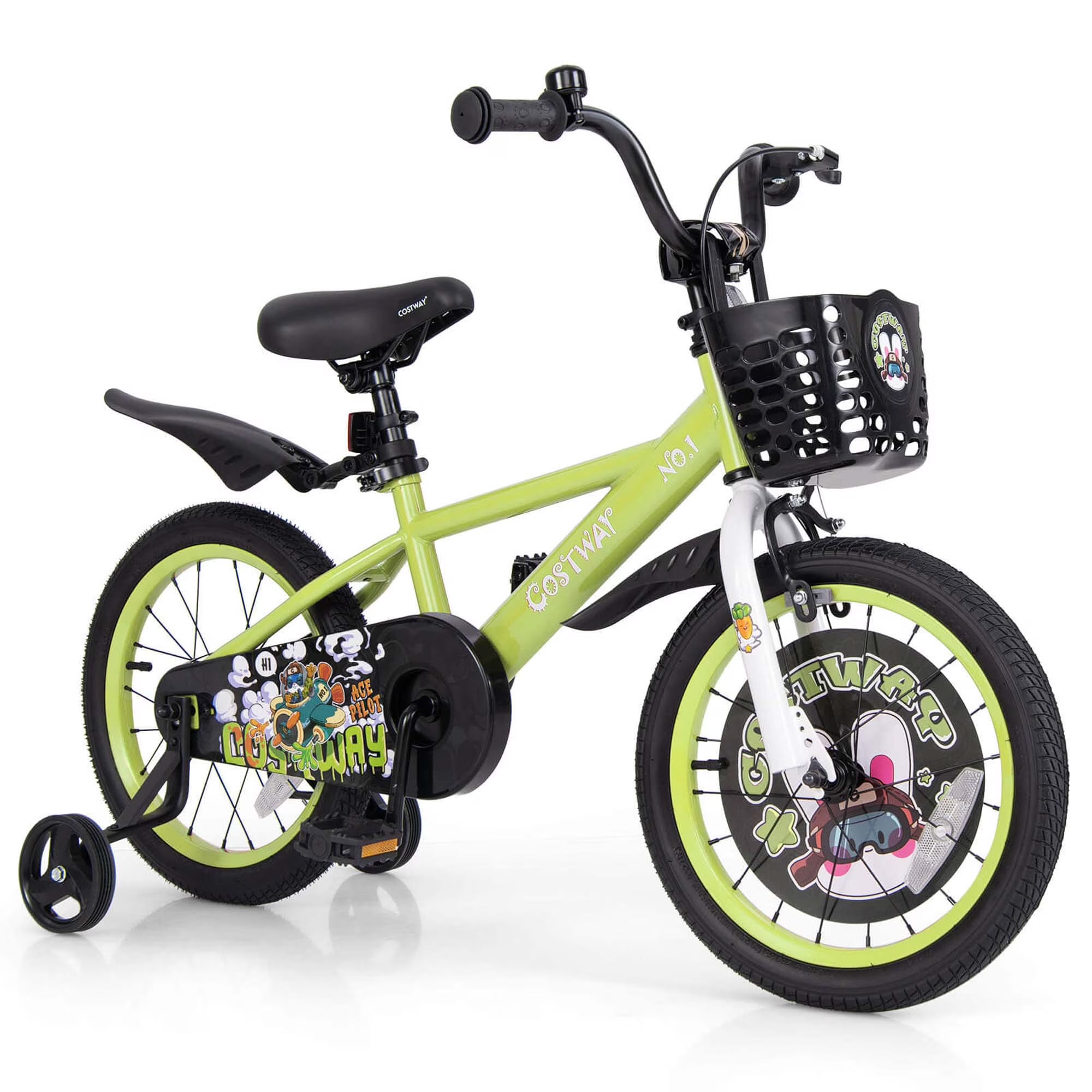 Costway 16" Kid'S Bike for 4 - 7 with Height - Adjustable Handlebar & Saddle Handbrake Blue