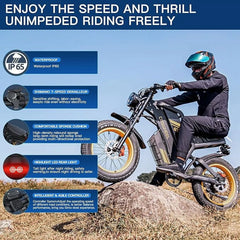 COSWHE GT20 Electric Bike for Adults, Electric Dirt Bike with 1500W Motor 48V/25ah Removable Battery, up to 31MPH & 93 Miles, Electric Motorcycle with 7 - Speed, 20" x 4.0 Fat Tire Ebikes for Adults