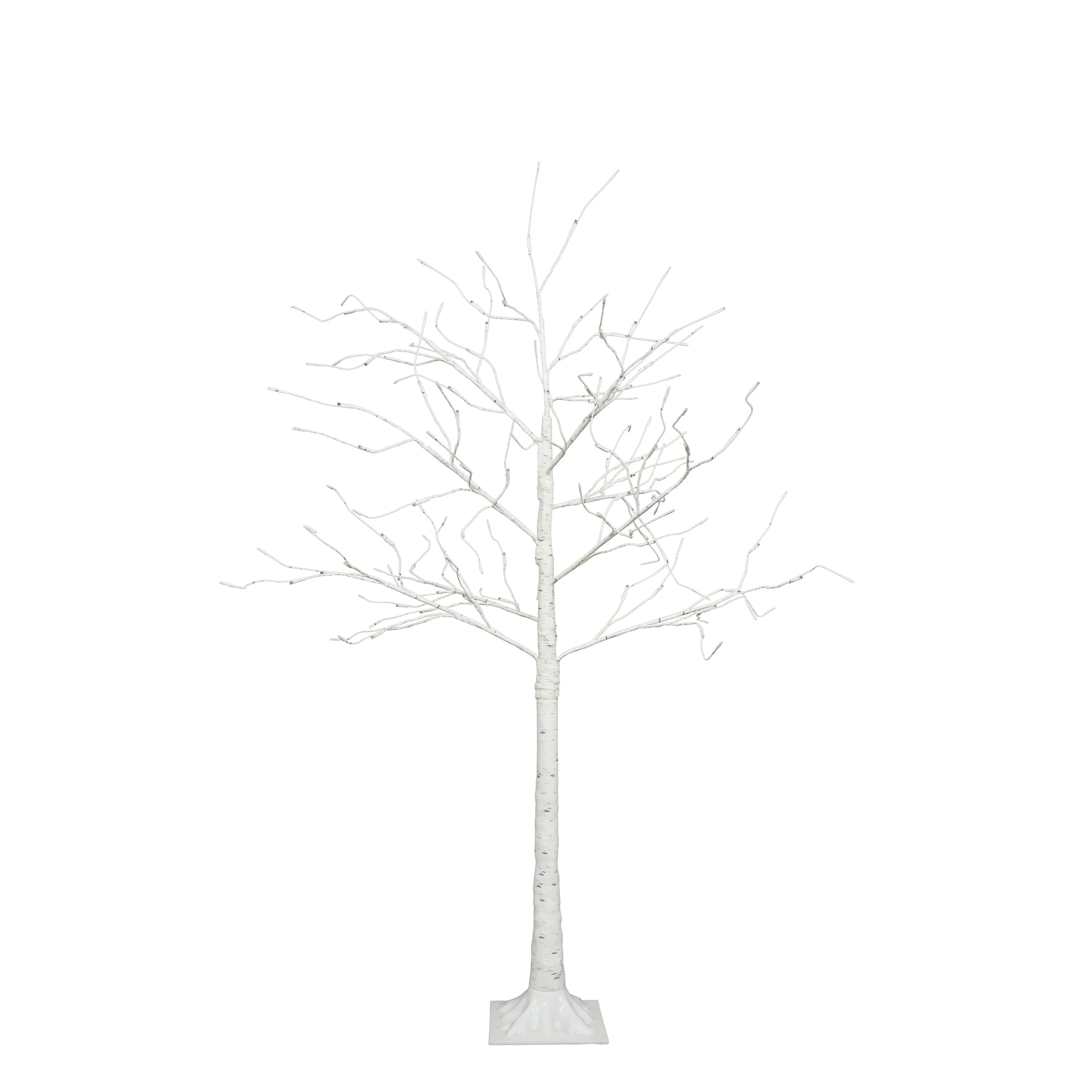 AECOJOY Set of Lighted Birch Tree, 4FT/5FT/6FT LED Artificial Tree with Warm White Lights, Christmas Tree for Decoration