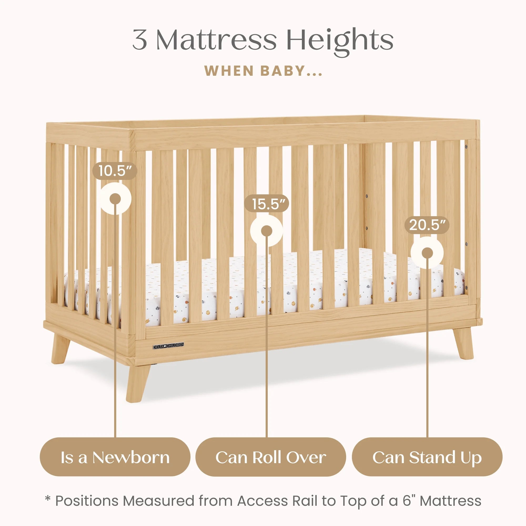 Delta Children Frankie 4 - in - 1 Convertible Crib - Greenguard Gold Certified, Black with Natural