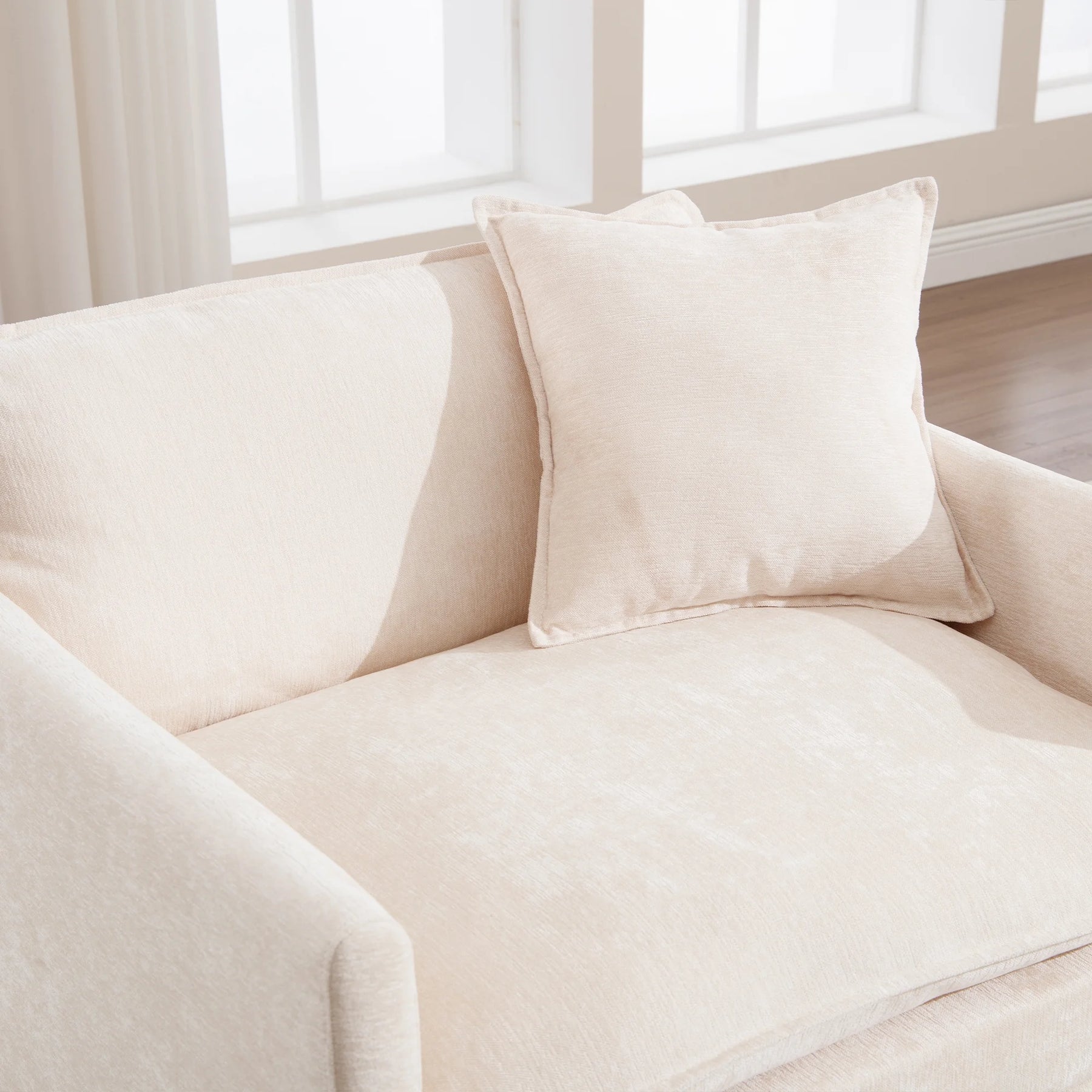 Muumblus Oversized Lounge Chair with Ottoman, Cloud Accent Armchair for Living Room, Beige Chenille