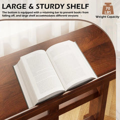 AECOJOY Acacia Wood Prayer Kneeler Bench with Storage Shelf & Soft Cushion, Comfortable Wooden Kneeling Meditation Seiza Stool for Praying