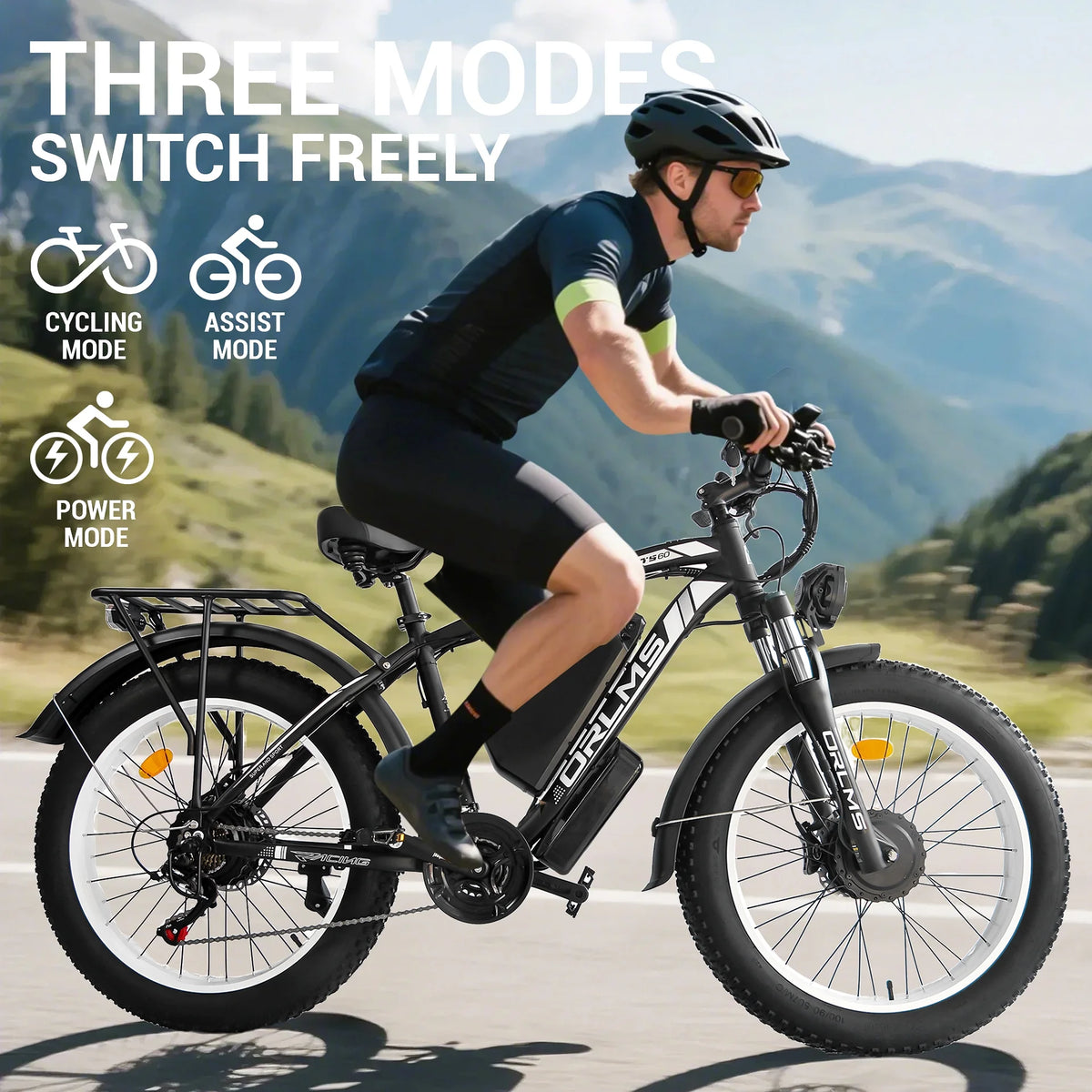 5000W (Peak) Electric - Bike for Adults, 60V 25AH Battery Electric Motorcycle, Dual - Motor - Ebike 50MPH Ebike, 26*4.0 Fat Tire Electric - Bicycle, AWD 21 - Speed Mountain Bike for All - Road UL 2849