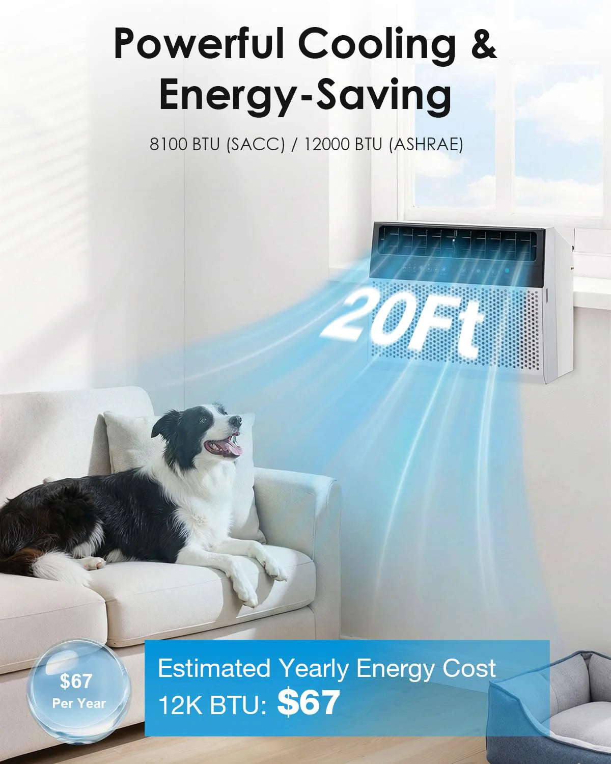 AECOJOY 12000 BTU Window Air Conditioner, Energy-Saving Window AC Unit, Cools up to 350 Sq. Ft.
