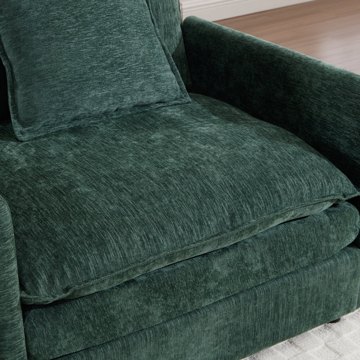 Muumblus Oversized Lounge Chair with Ottoman, Cloud Accent Armchair for Living Room, Beige Chenille
