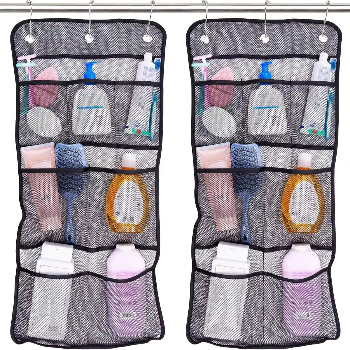7 Pockets Hanging Mesh Shower Caddy Bag, Quick Drying Waterproof Bathroom Hanging Organizer, Portable Toiletry Storage Bag For Cruise Ship Travel Bathroom Essentials Storage