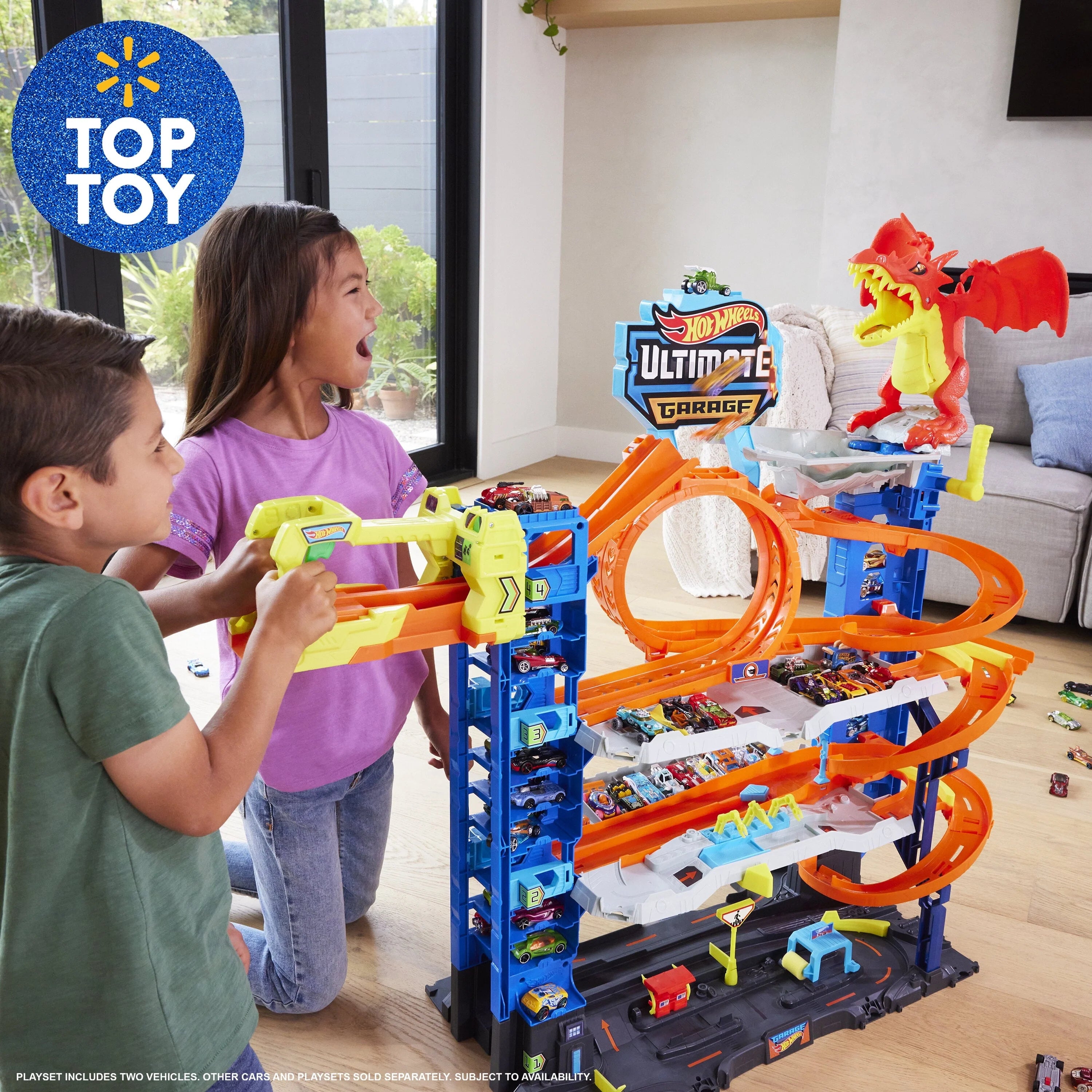 Hot Wheels City Ultimate Garage Playset with 2 Die - Cast Cars, Toy Storage for 50+ Cars