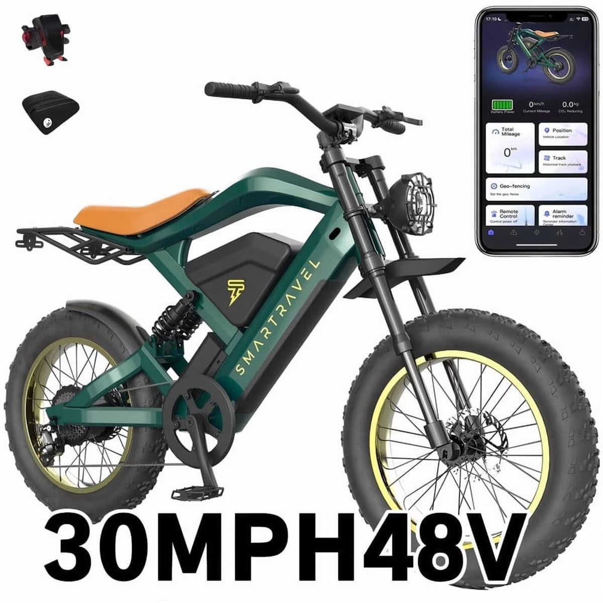 3000W(Peak) Motor 35MPH SMARTRAVEL ST202 Electric Dirt Bike for Adults, 52V50AH Dual Battery Ebike, 92+ Miles Range, 20" Motorcycle Tire UL2849 Certified, Full Suspension