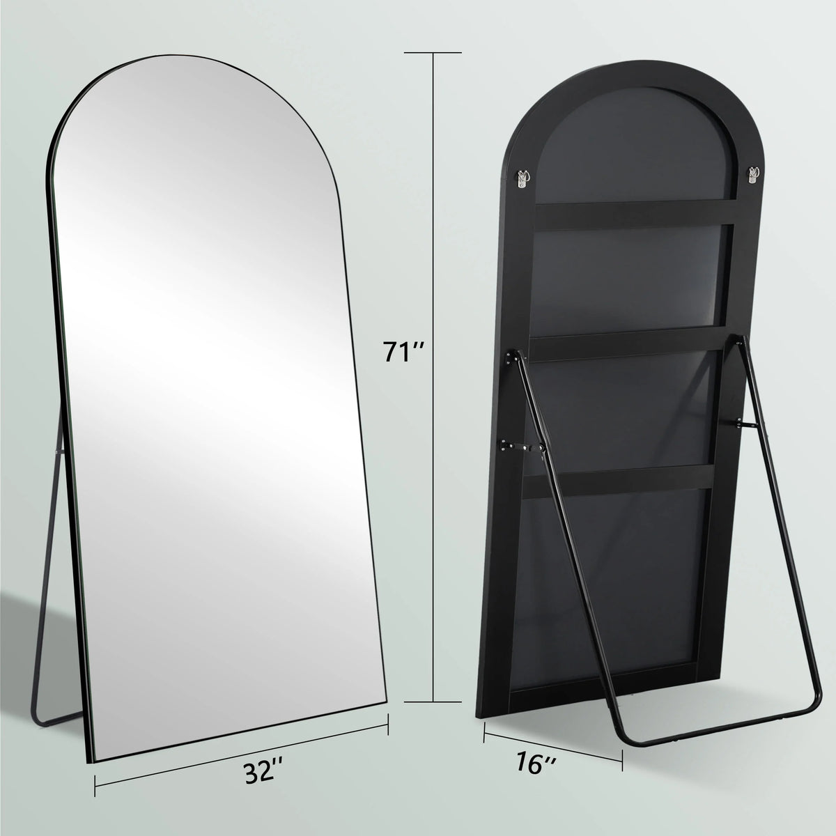 Ufurpie 71"×32" Large Full Length Mirror, Arch Mirror, Floor Mirror with Stand, for Bedroom Living Room Dressing Room, Black