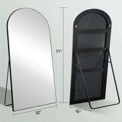 Ufurpie 71"×32" Large Full Length Mirror, Arch Mirror, Floor Mirror with Stand, for Bedroom Living Room Dressing Room, Black