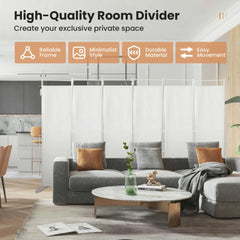 Spaco 6 - Panel Room Divider Folding Privacy Screen, Privacy Screen with 7 Large Adjustable Foot Pads and 2 Support Tubes, Room Divider for Indoor As Home, White