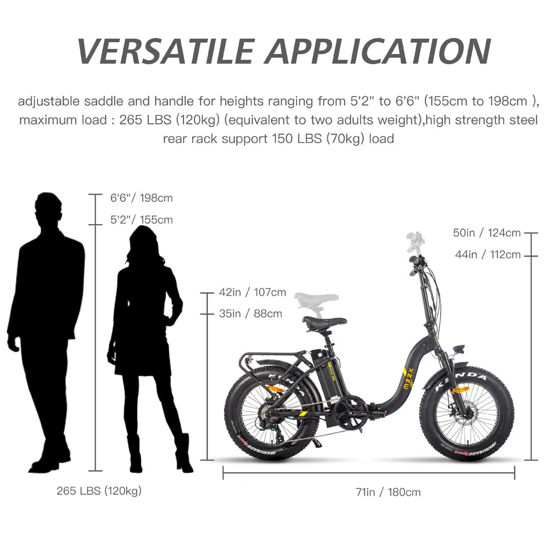 Folding Electric Bike for Adults, Ebikes for Adults 7 Speed Powerful 750W BAFANG Motor 20" 4.0 Fat Tire Foldable Mountain Snow Ebikes with Removable Lithium Battery