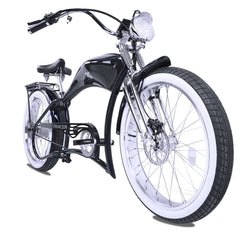 Twenty5 DS Chopper Stretch Cruiser E - Bike, 26" Wheels, 800W Motor, Disc Brake, for Men, Black