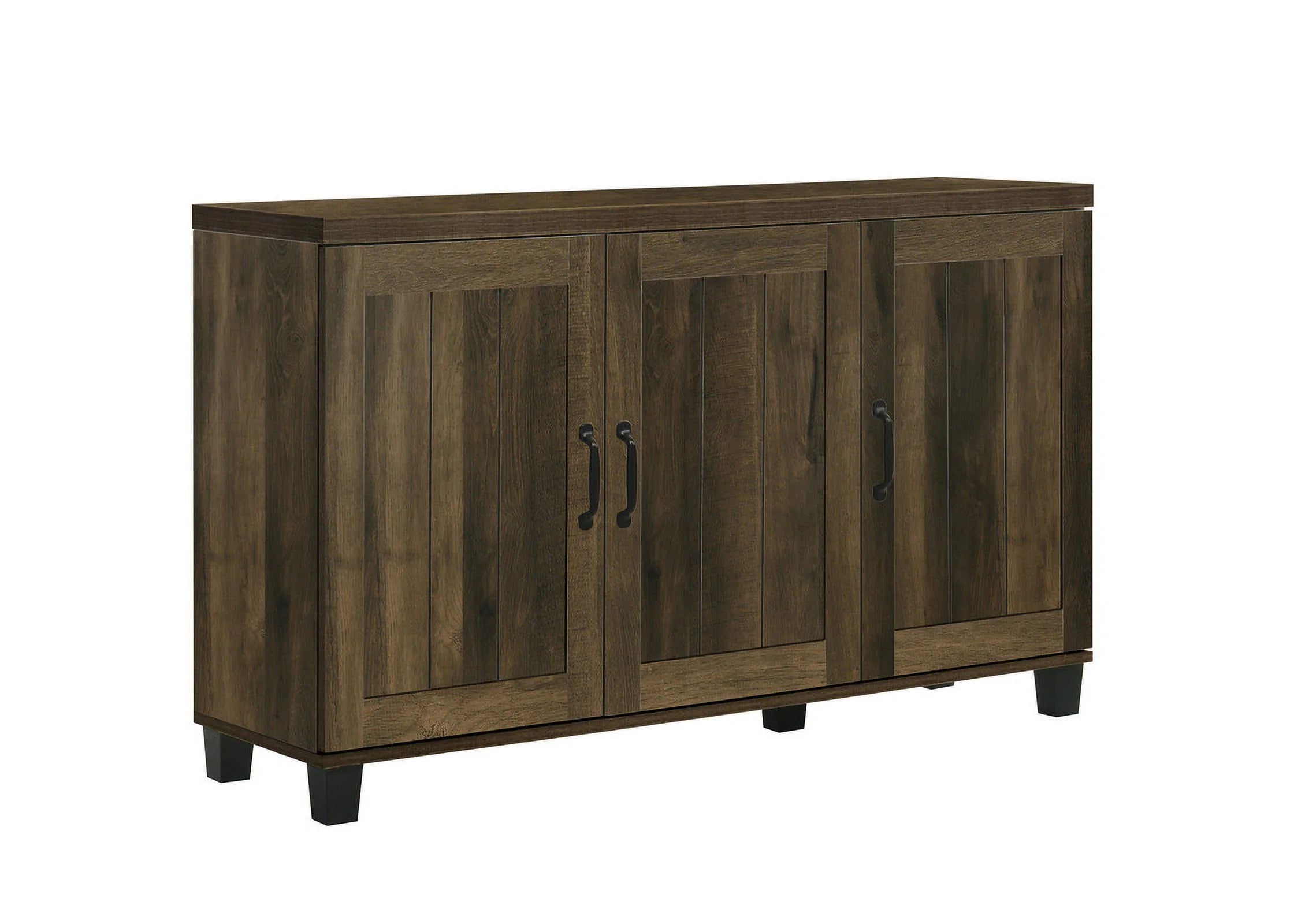 Qumbnk Wood Shoes Storage Cabinet with Handle, 3 Door Accent Cabinet for Living Room, Bedroom, Dark Brown