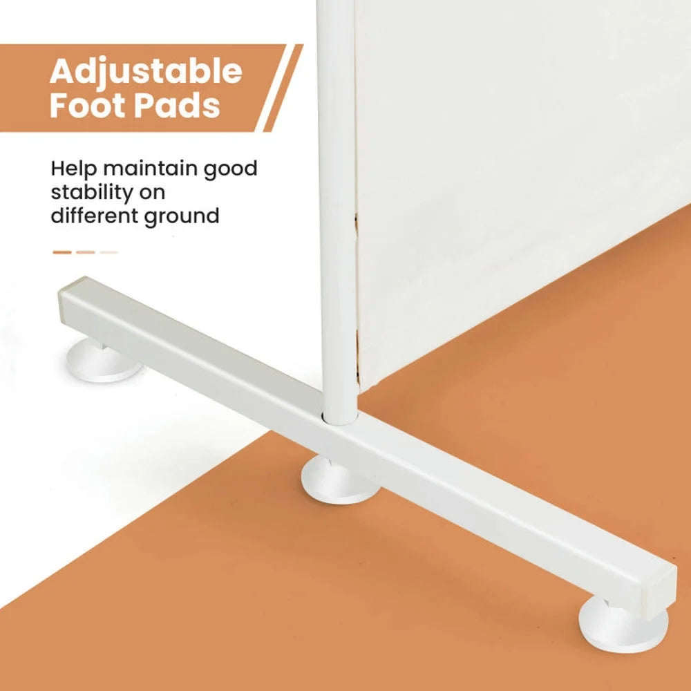 Spaco 6 - Panel Room Divider Folding Privacy Screen, Privacy Screen with 7 Large Adjustable Foot Pads and 2 Support Tubes, Room Divider for Indoor As Home, White