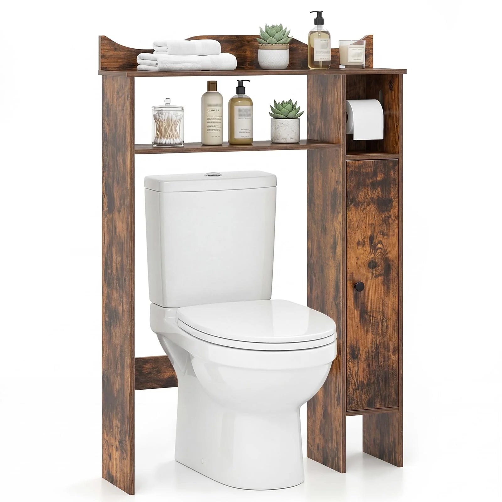 Tangkula Over the Toilet Storage Cabinet with Toilet Paper Holder & Adjustable Shelves