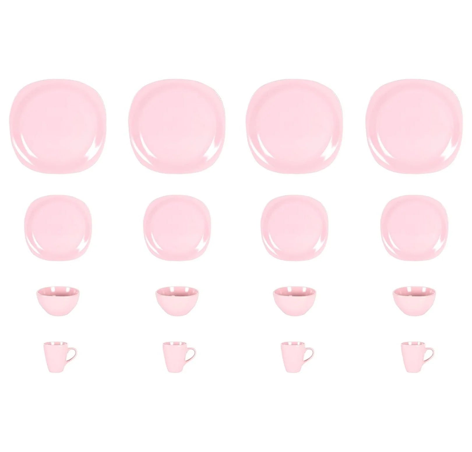 Stoneware Square 16pc Dinnerware Set, Matte Rosé