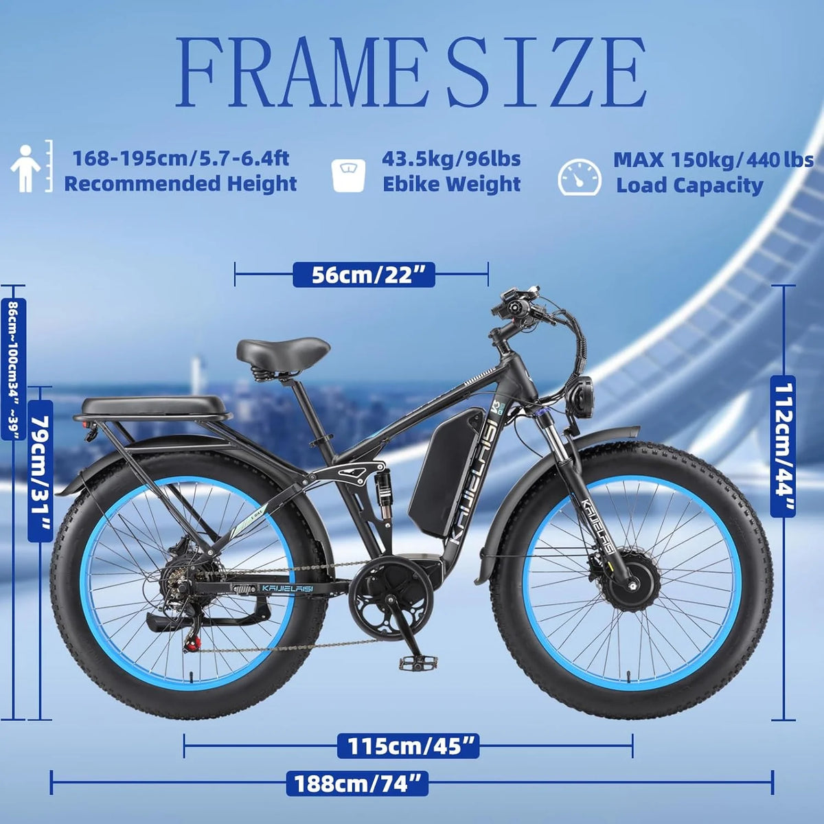 KAIJIELAISI Electric Bike for Adults, AWD Ebikes Dual Motor Peak 6000W, 26'' Fat Tire Bikes with 52V 26AH Battery Hydraulic Brake ??electric Bicycle, 7 Speed Mountain Ebike UL 2849