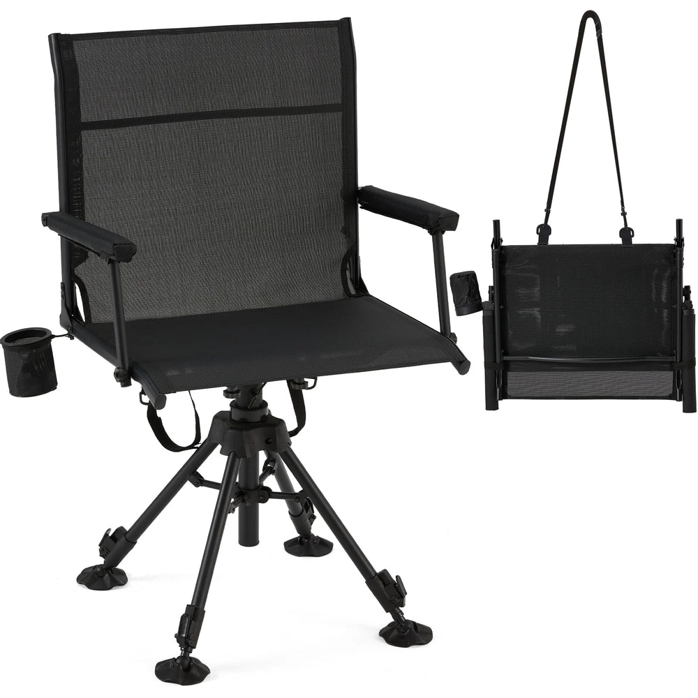 AECOJOY Lightweight Hunting Chair Without Cushion, Foldable & Rotating, Quiet Design for Deer Blind