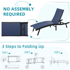 AECOJOY Outdoor Chaise Lounge, All Weather Pool Lounge Chairs Ergonomic Design (Navy, 2 PCs)