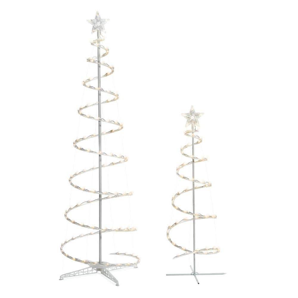 2-LED Lighted Spiral Christmas Tree Set Outdoor Lighted Holiday Decor