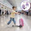 KFFKFF Ride - on Kids Luggage, 20 L Capacity, 20 - Inch Scooter Suitcase with Flashing PU Wheels, Adjustable Handle & Non - Slip Grip, Foldable and Lightweight Travel Companion for Children Aged 5+, Purple