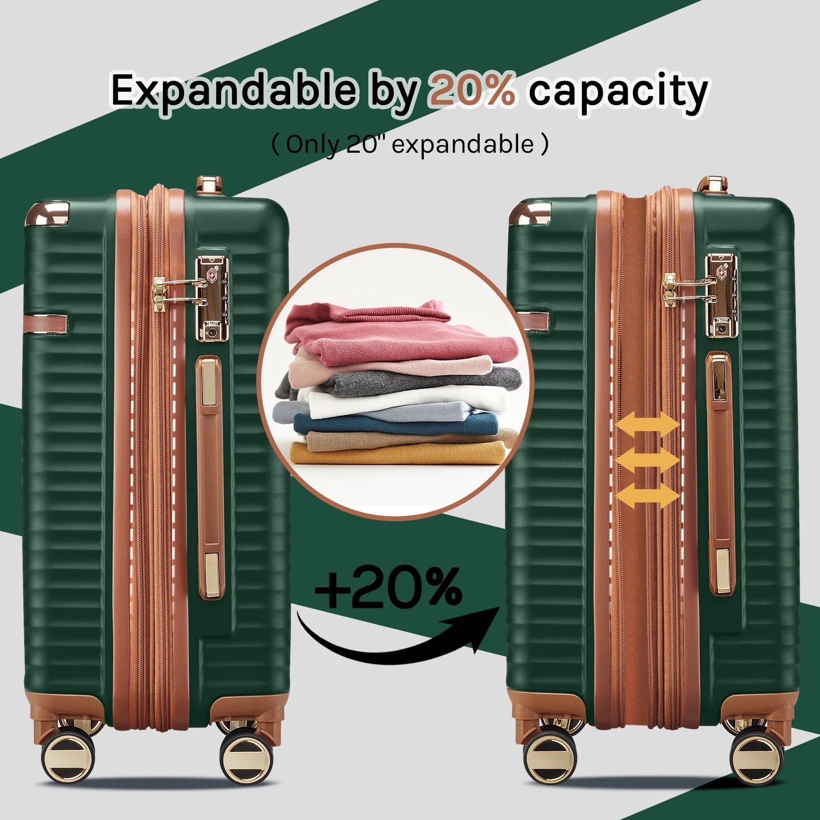 Joyway 3 - Piece Carry - on Luggage Set with Swivel TSA Lock and Leather Carry Bag