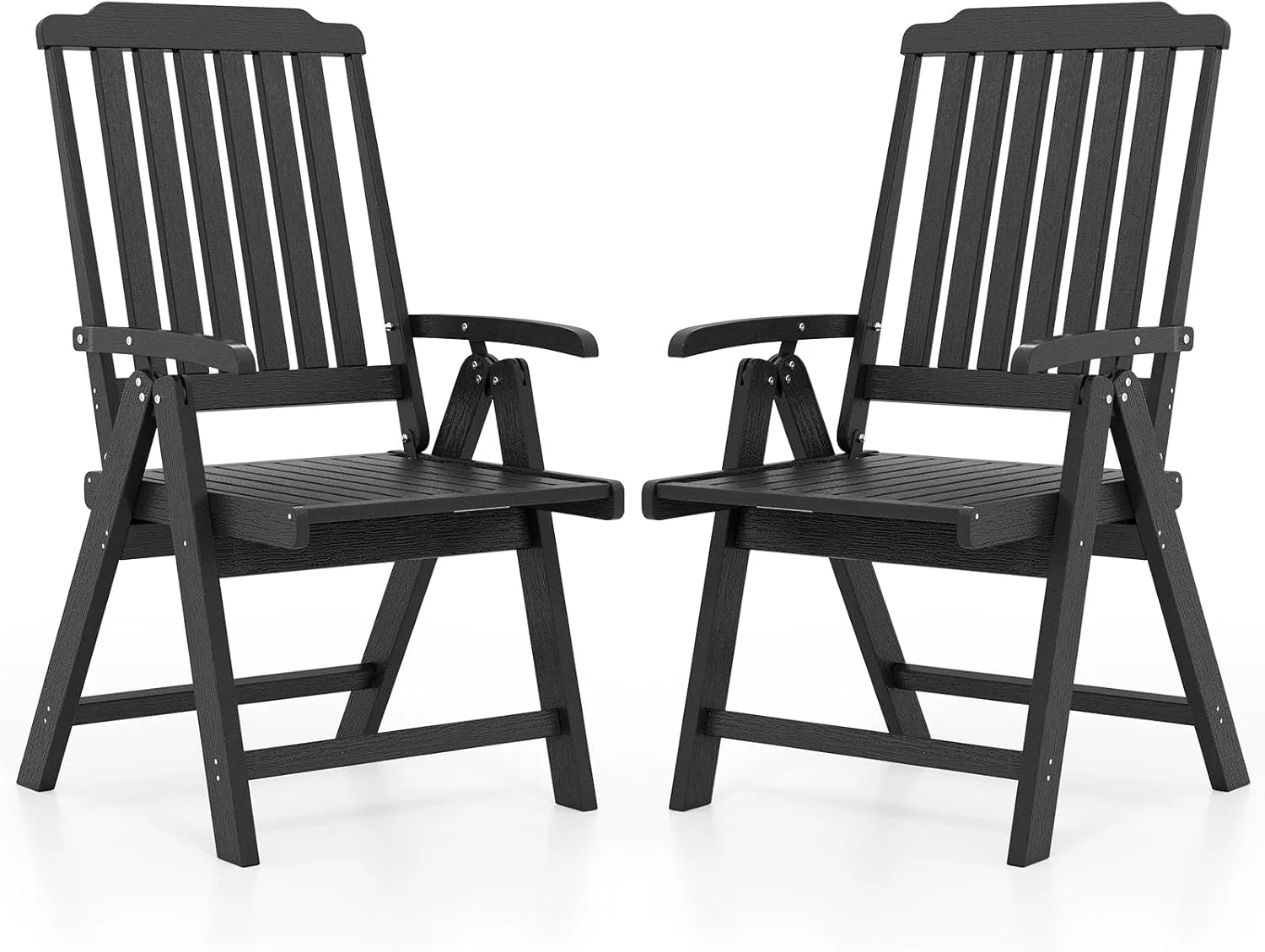 Tangkula Foldable Patio Chair All-Weather HDPE Outdoor Dining Chair with Armrest