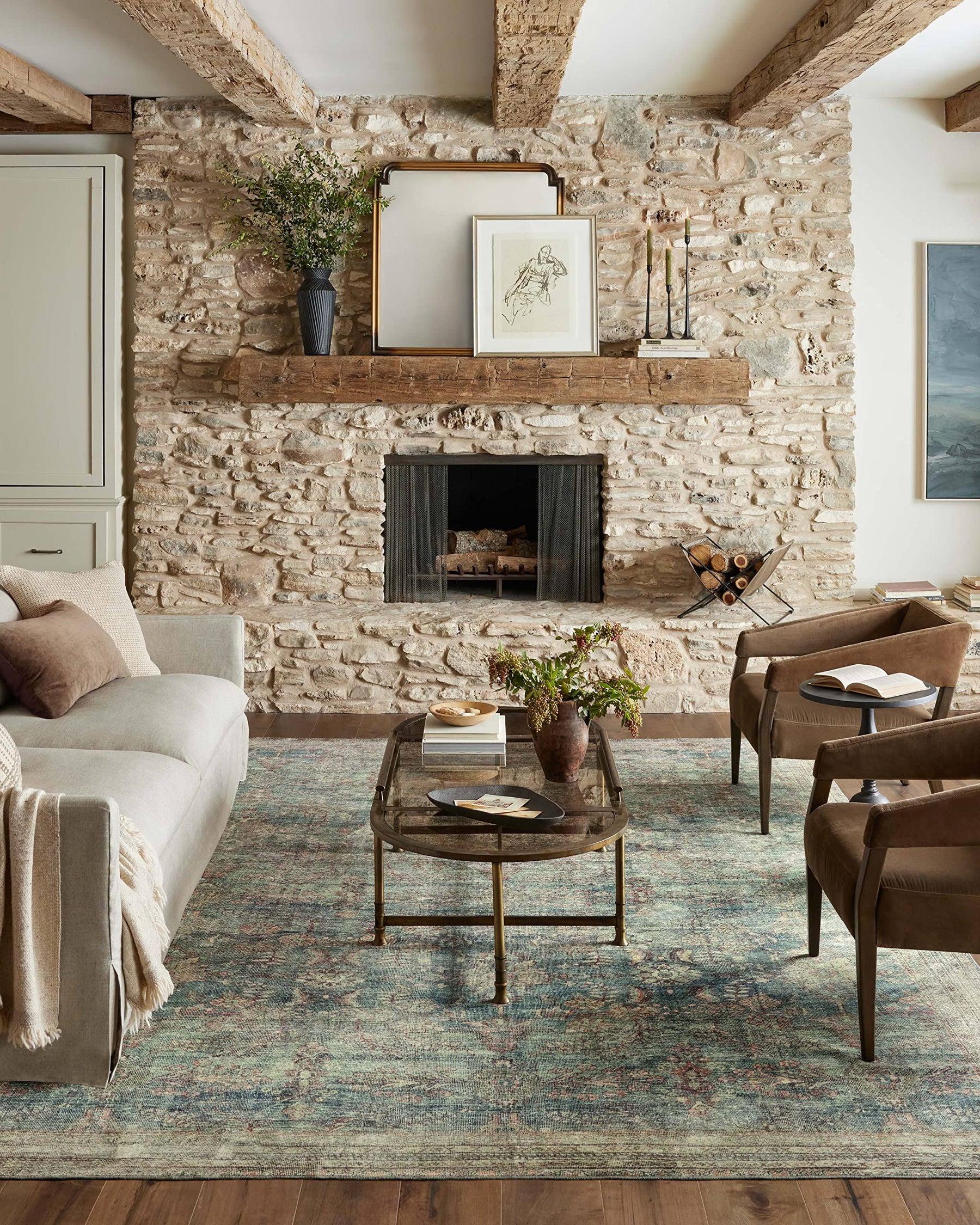 Magnolia Home by Joanna Gaines x Loloi Banks Ocean/Spice 8'-6" x 11'-6" Area Rug