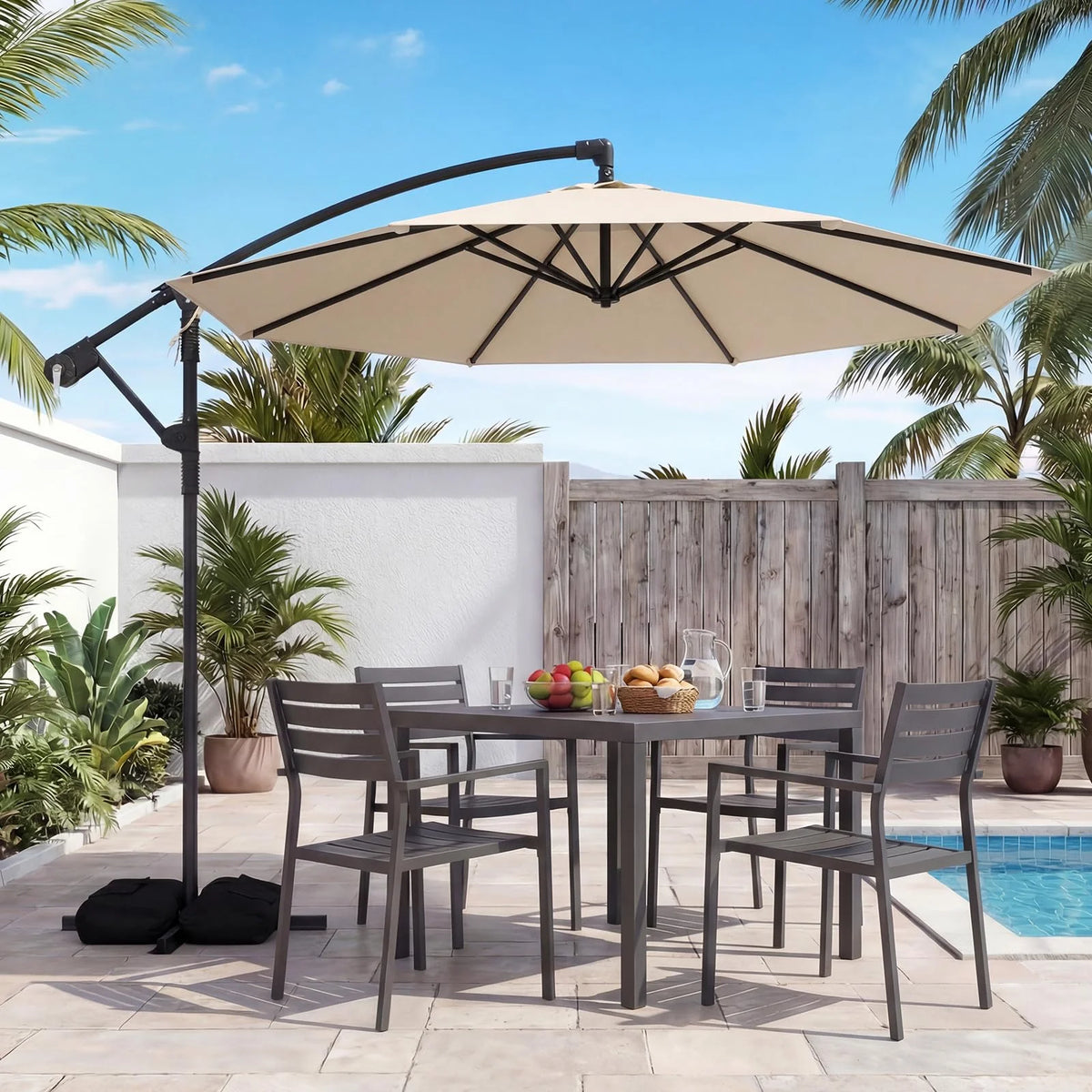 Tangkula 10ft Patio Umbrella with Base Included with 360 Degree Rotation