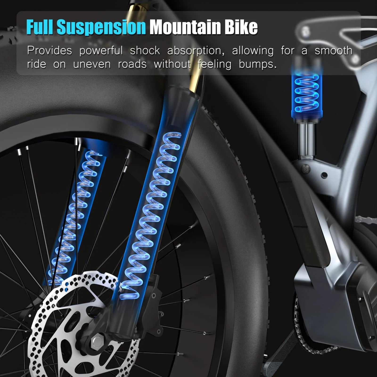 Electric Bike for Adults 26'', 1000W E - Mountain Bike 48V 30/20ah UL2849 Removable Battery, Fat Tire Ebike up to 30MPH Off Road Beach Snow Electric Bicycles Full Suspension & Dual Hydraulic Disc Brakes
