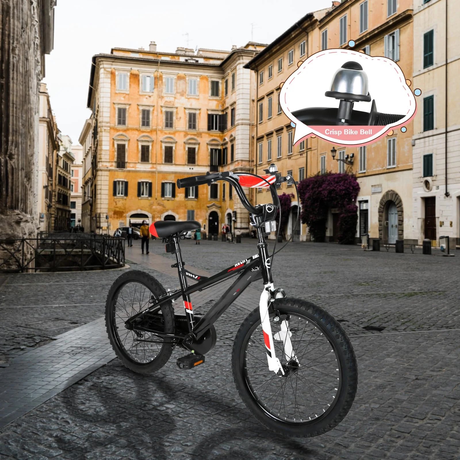 Kids Bike Boy Bicycle 20 in for Children Age 6 - 12 Years Old Height 48 - 60 in Toddler Cycling Dual Hand Brakes Black Sport Outdoor Bikes