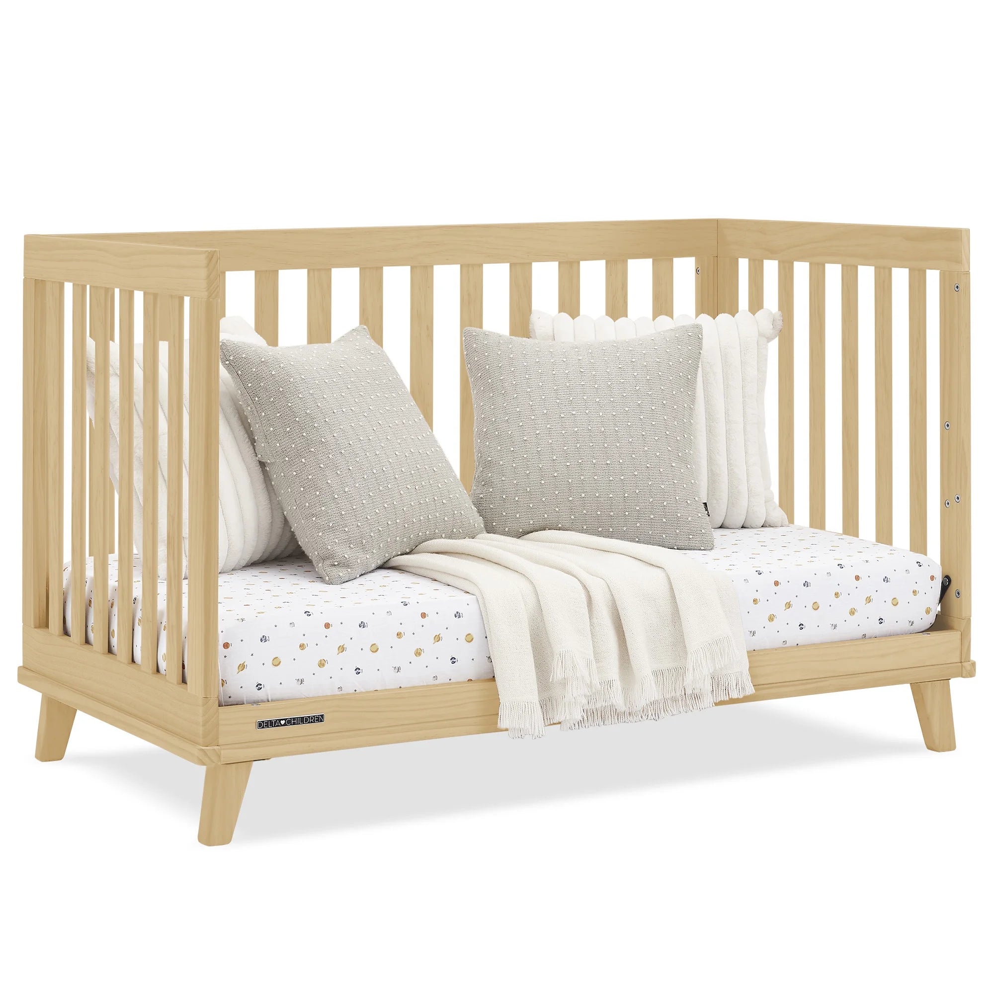 Delta Children Frankie 4 - in - 1 Convertible Crib - Greenguard Gold Certified, Black with Natural
